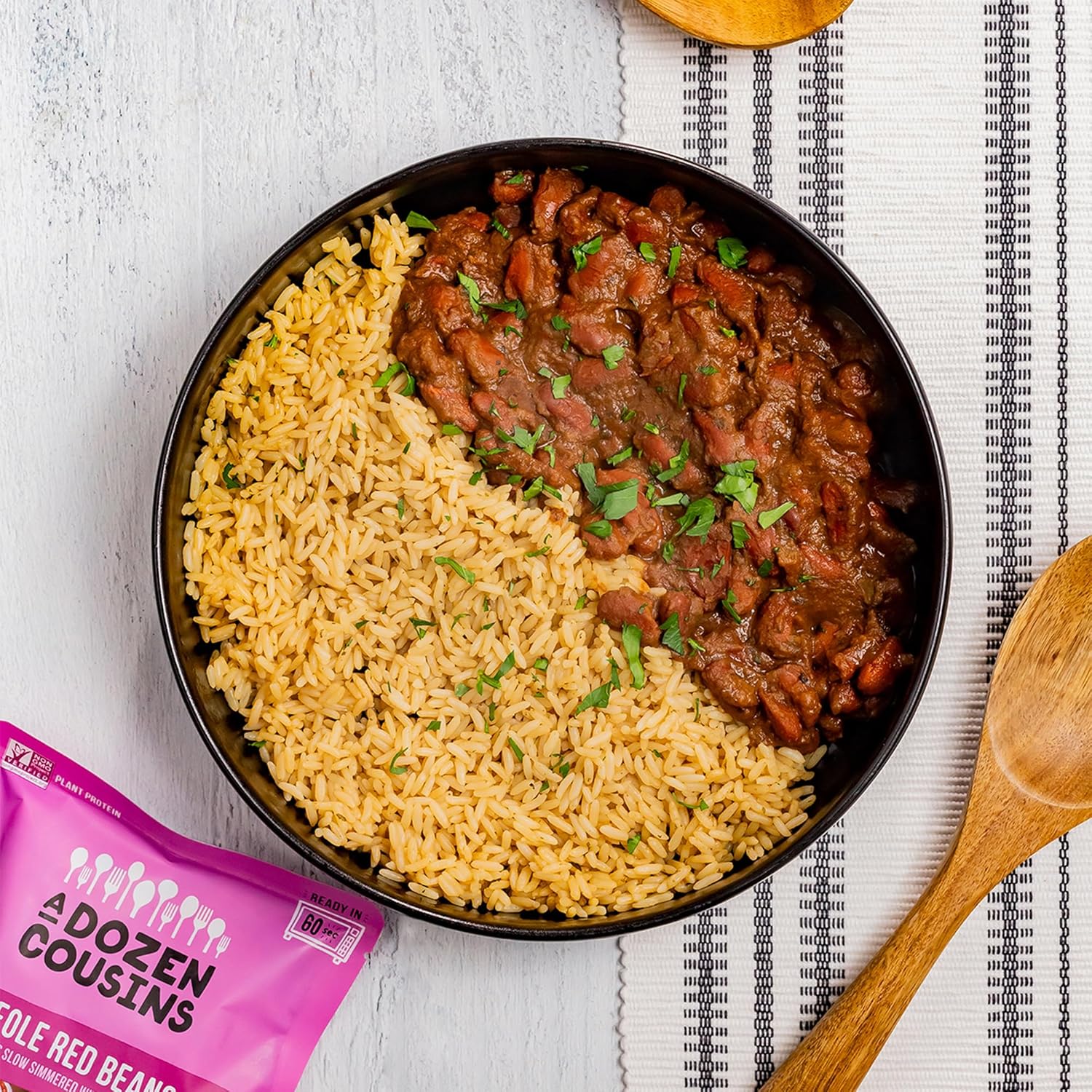 A Dozen Cousins Vegan Creole Red Beans 6pk, Seasoned Healthy Microwave Kidney Beans in Avocado Oil, Ready to Eat Prepared Food, Easy Plant Protein with Fiber, Gluten Free Quick Meal, Clean Ingredients