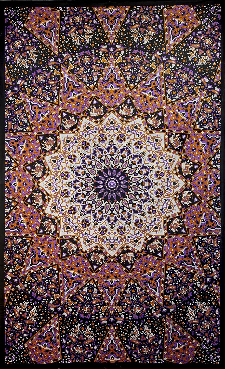 Sunshine Joy Glow In The Dark India Star Mandala Tapestry