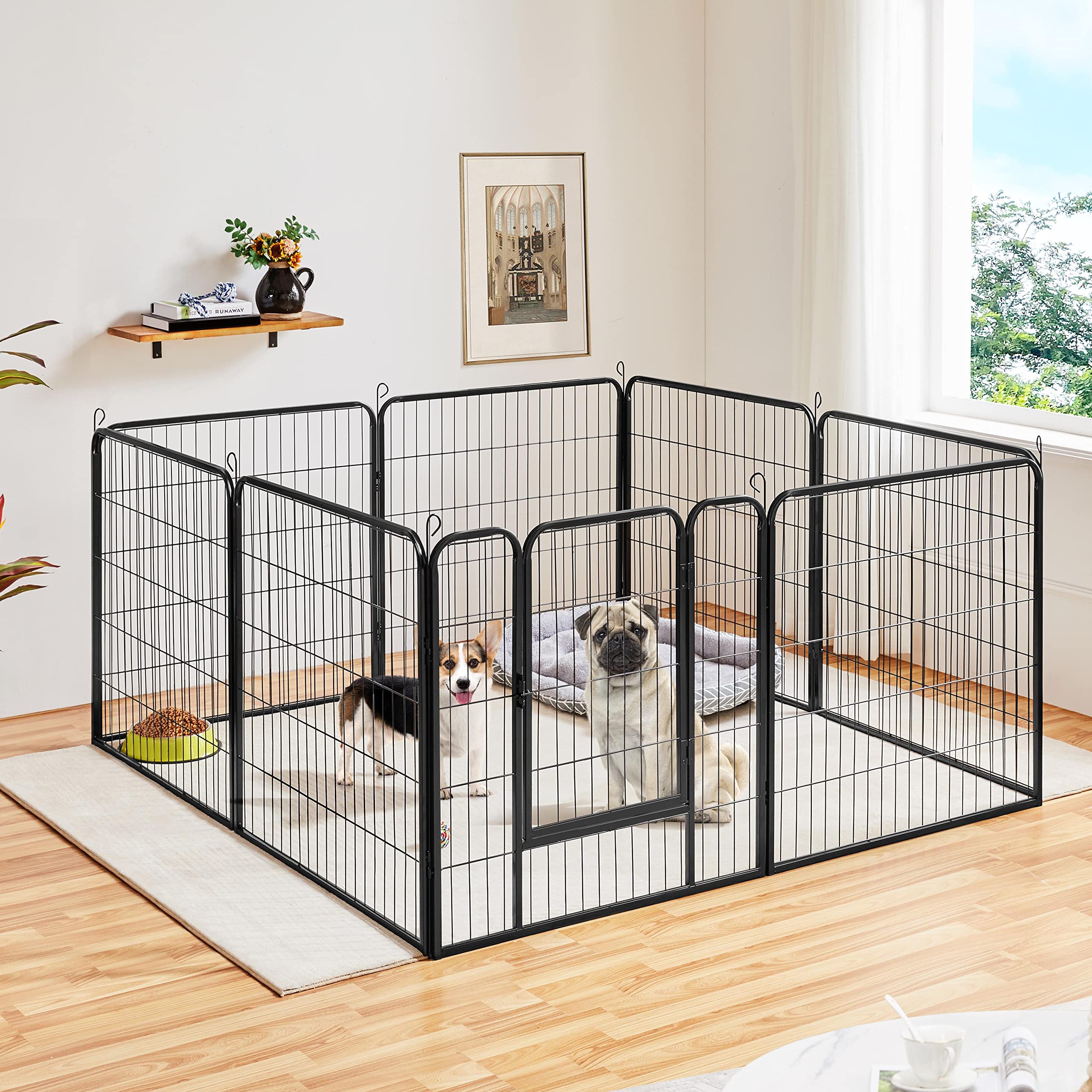Yaheetech 8pcs Valla para Perros Metálica Corral Plegable 80x80 cm | para Animales Pequeños para Mascotas