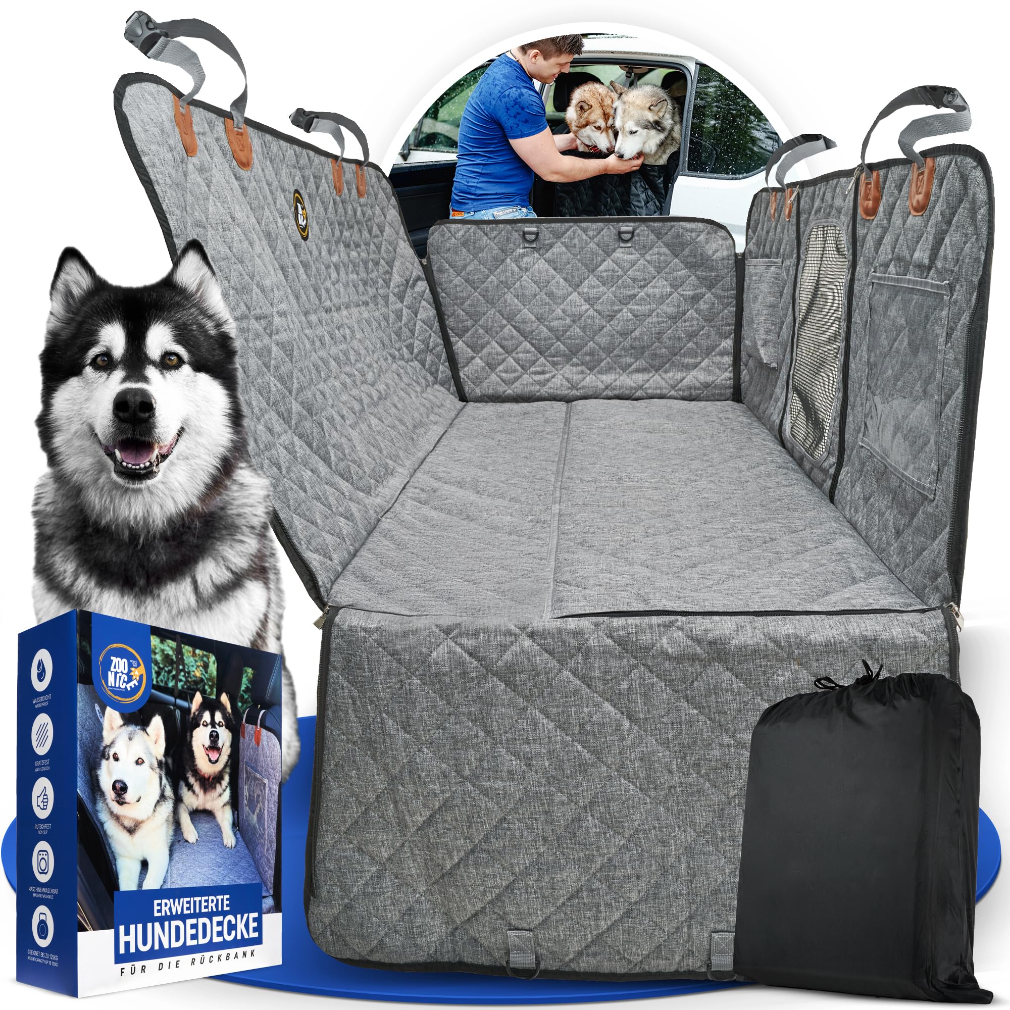 Hundedecke Auto Rückbank – Premium Autoschondecke mit Hartboden | Rücksitzverbreiterung & Schutz | Kratzfest & wasserabweisend | Für SUV & Kombi