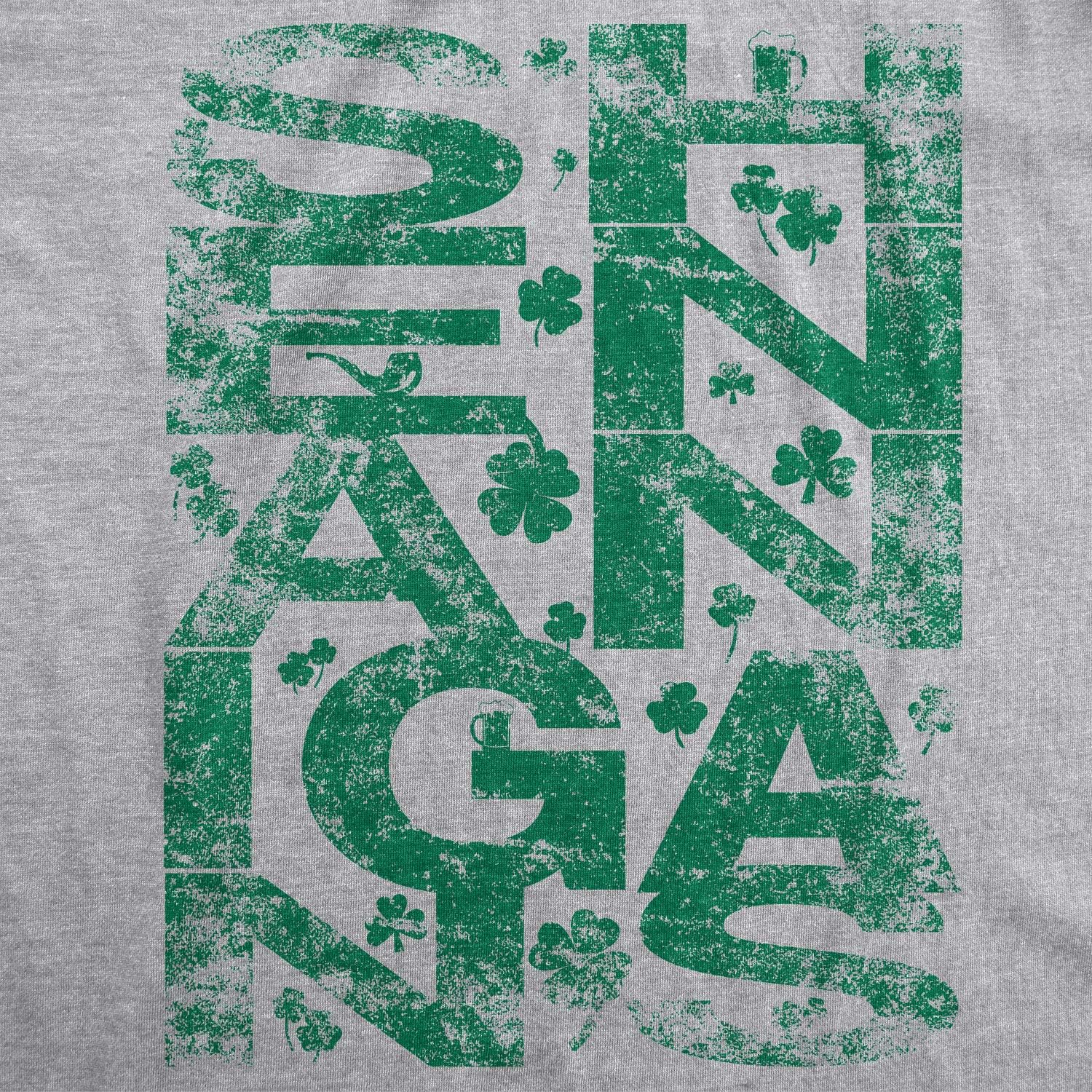 Mens Shenanigans Covered in Clovers Vintage Irish Shamrock St Pattys T Shirt - Image 3