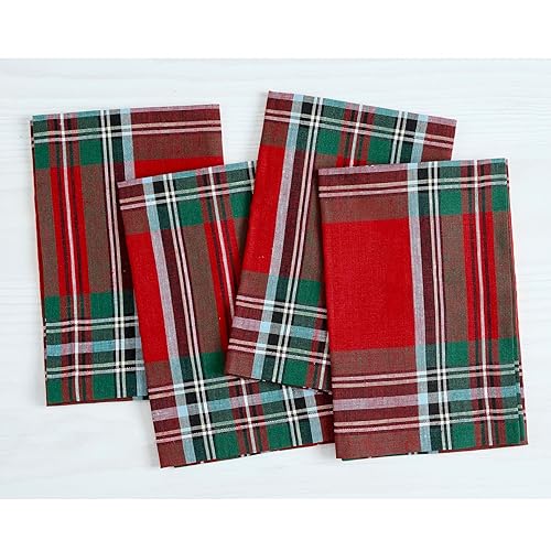 Solino Home Christmas Napkins Set of 4-100% Pure Linen Red