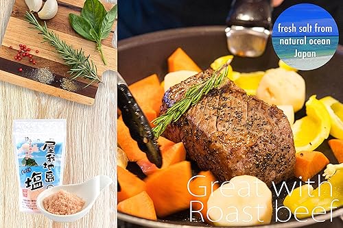 Miniatura 3 de YAMASAN KYOTO UJI Sal marina 100% natural, hecha a mano con agua de mar japonesa de Okinawa 100% con método tradicional de 400 años, 8.8 onzas (8.8