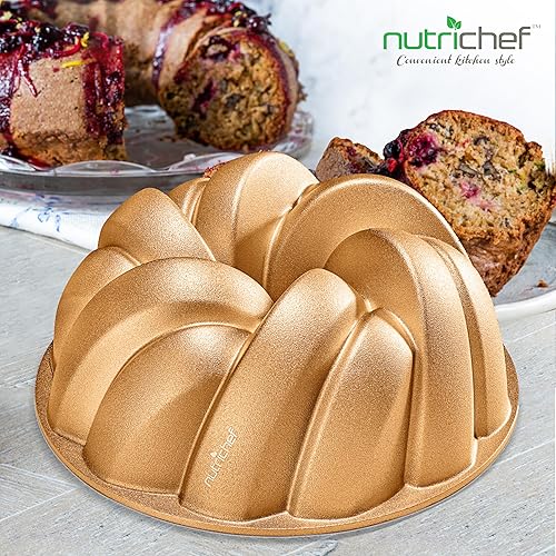 Miniatura 28 de NutriChef Molde para pasteles de marquesa de 9 pulgadas, molde grueso y pesado de aluminio fundido para pasteles con bordes estriados de fácil