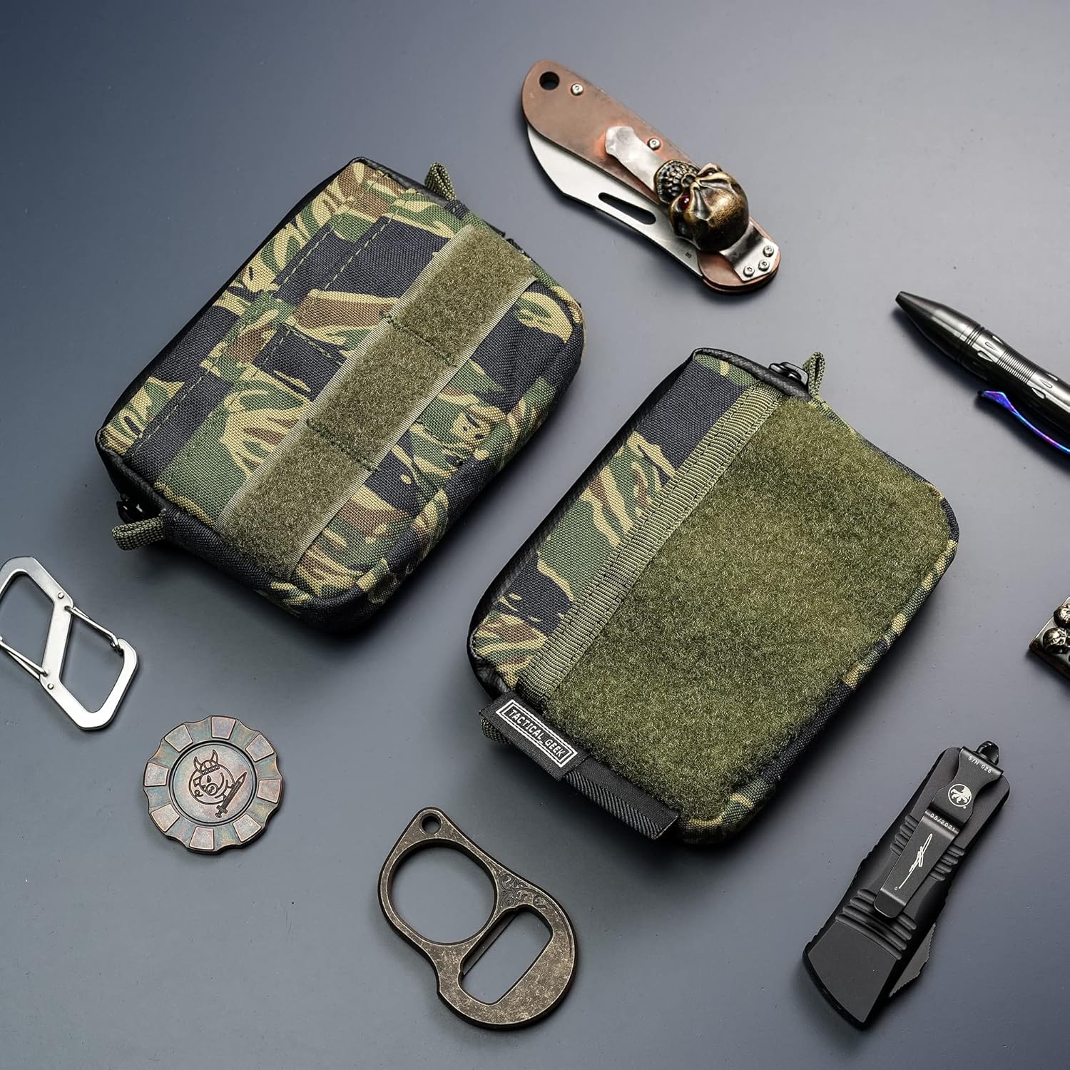 TACTICAL GEEK Storage A3 EDC Pouch Organizer, Nylon Multi-Functional Utility Small Tool Pocket, Multi-Purpose Molle EDC Gadget Storage Pouch, Nylon Compact Organizer for Daily Carry Camo