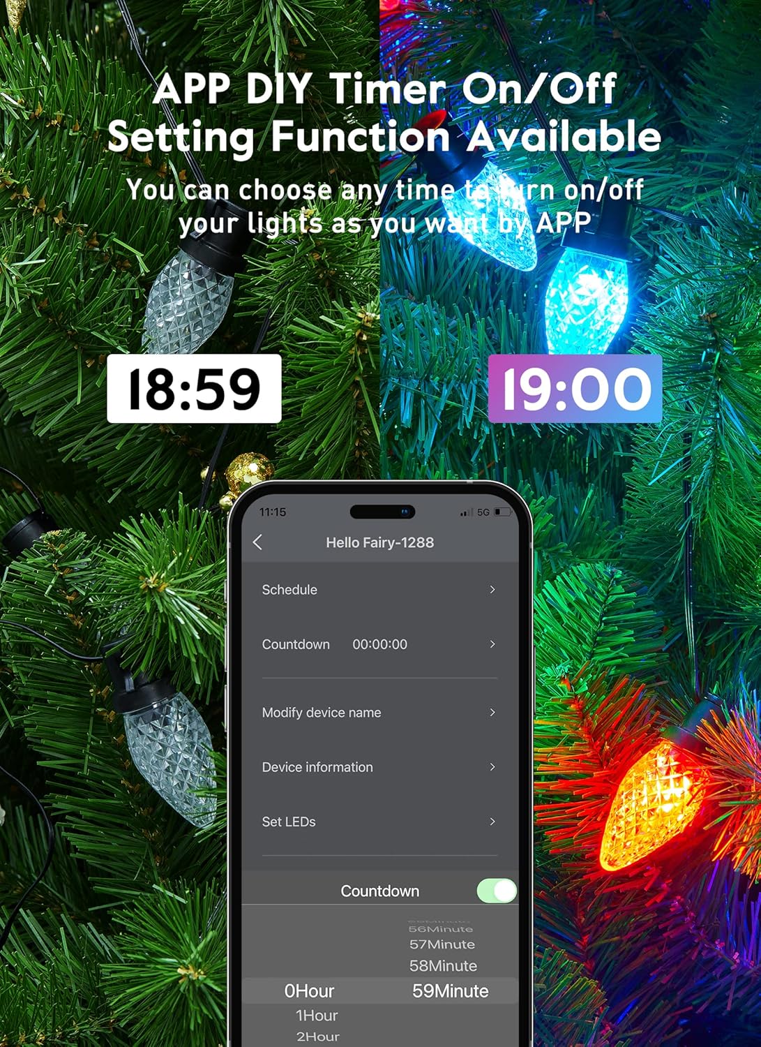 C9 LED Christmas Lights Outdoor, 99Ft 150LED RGB Smart Color Changing String With Music Sync APP Control, Waterproof Connectable Christmas Tree for Indoor House Patio Garden Decor