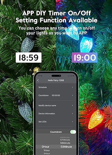 Miniatura 6 de Minetom Luces de Navidad inteligentes C9 RGB, 98 pies, 150 luces LED C9 que cambian de color con aplicación remota de sincronización de música, tira