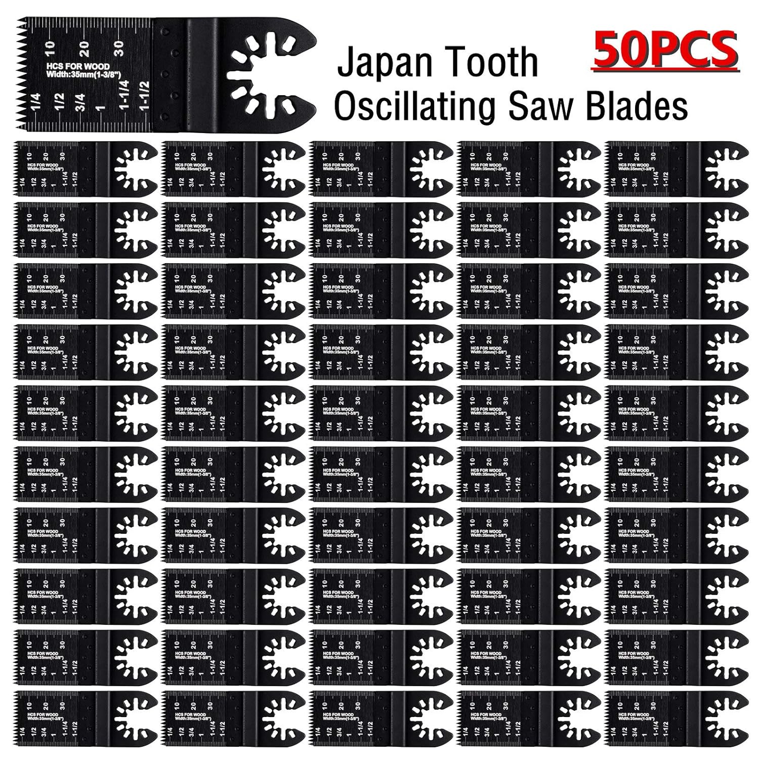 Ettonsun 50Pcs Wood Oscillating Multitool Saw Blades Universal Multi Purpose Tool Blades with Japan Teeth for Fast Cutting Compatible with Fein Dewalt Multimaster Porter Cable Black&Decker Bosch