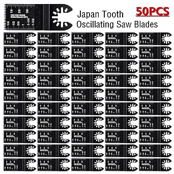 Ettonsun 50Pcs Wood Oscillating Multitool Saw Blades Universal Multi Purpose Tool Blades with Japan Teeth for Fast Cutting Compatible with Fein Dewalt Multimaster Porter Cable Black&Decker Bosch
