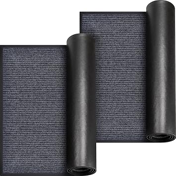 2 Pack 6 x 4 Feet Entrance Floor Mat, Striped Brush Step Dry Indoor/Covered Outdoor Doormats, Heavy-Duty Rubber Border Welcome Mats for Kitchen, Bathroom 73"x46" Brush Dry Mats