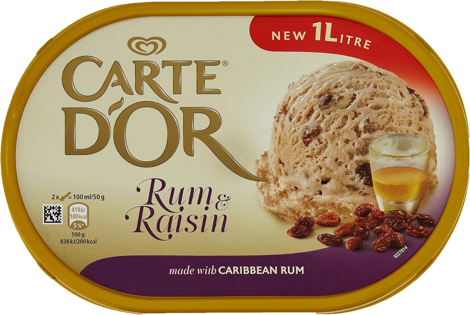 Carte D'Or Rum and Raisin Ice Cream Dessert, 1l (Frozen) Amazon.co.uk