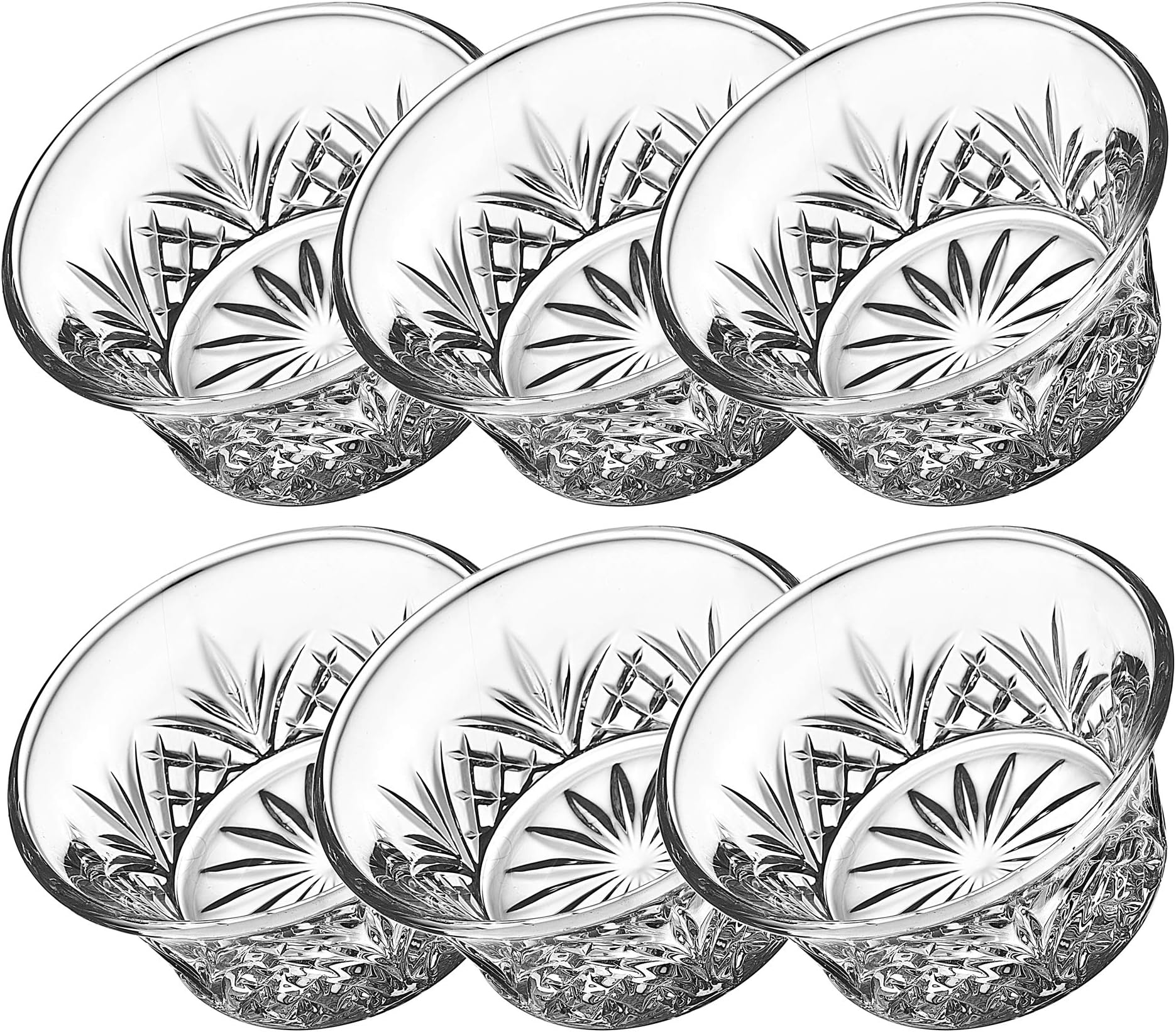 Bowl Set - Mini Crystal Prep, Dip, Dessert, Bar Dish Bowls - Set of 6, 2oz