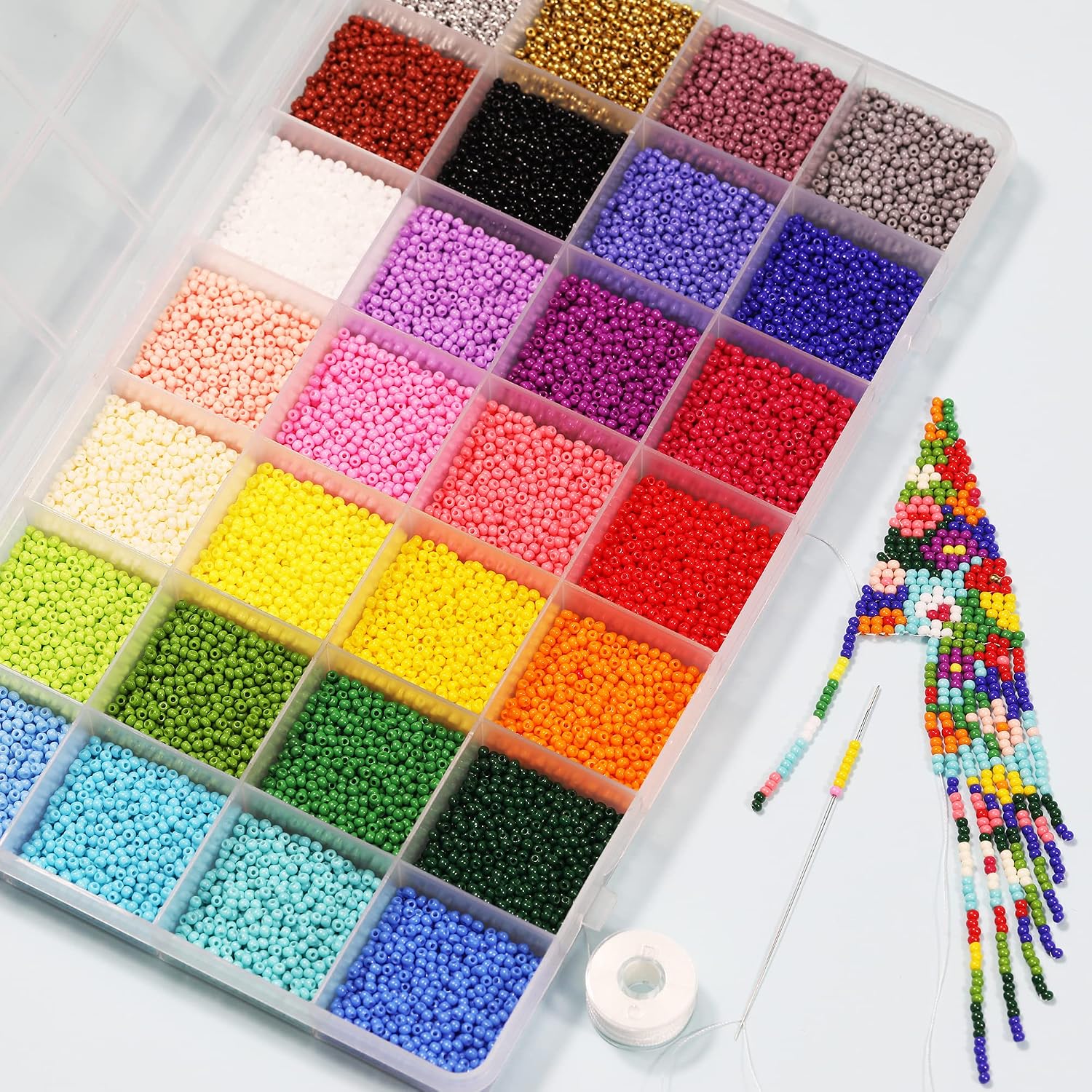 Bala&Fillic Size Almost Uniform 2mm Round 12/0 Seed Beads About 20000pcs in Box 28 Crayon Colors Seed Beads for Making Jewelry