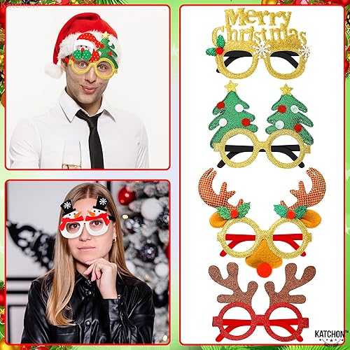 Miniatura 4 de KatchOn, Gafas de Navidad con purpurina  Paquete de 12  Gafas de Navidad para niños, adultos  Recuerdos de fiesta de Navidad, accesorios de cabina