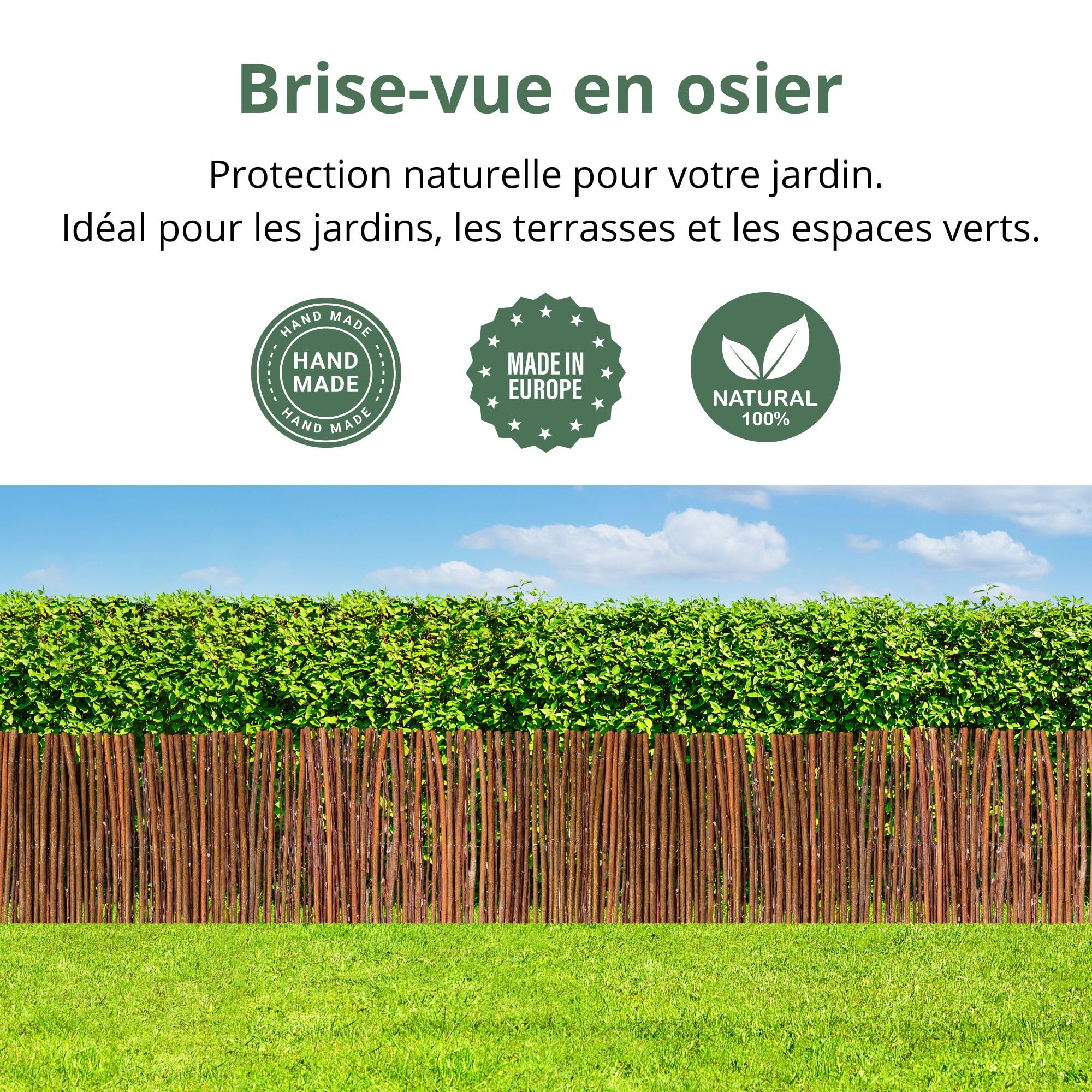Creative Home Brise-vue en Saule pour Balcon et Terrasse 90 x 300 cm | Clôture Naturelle | Canisse en Saule | Protection Solaire Balcon | Protection contre le Vent | Coupe-Vent Patio