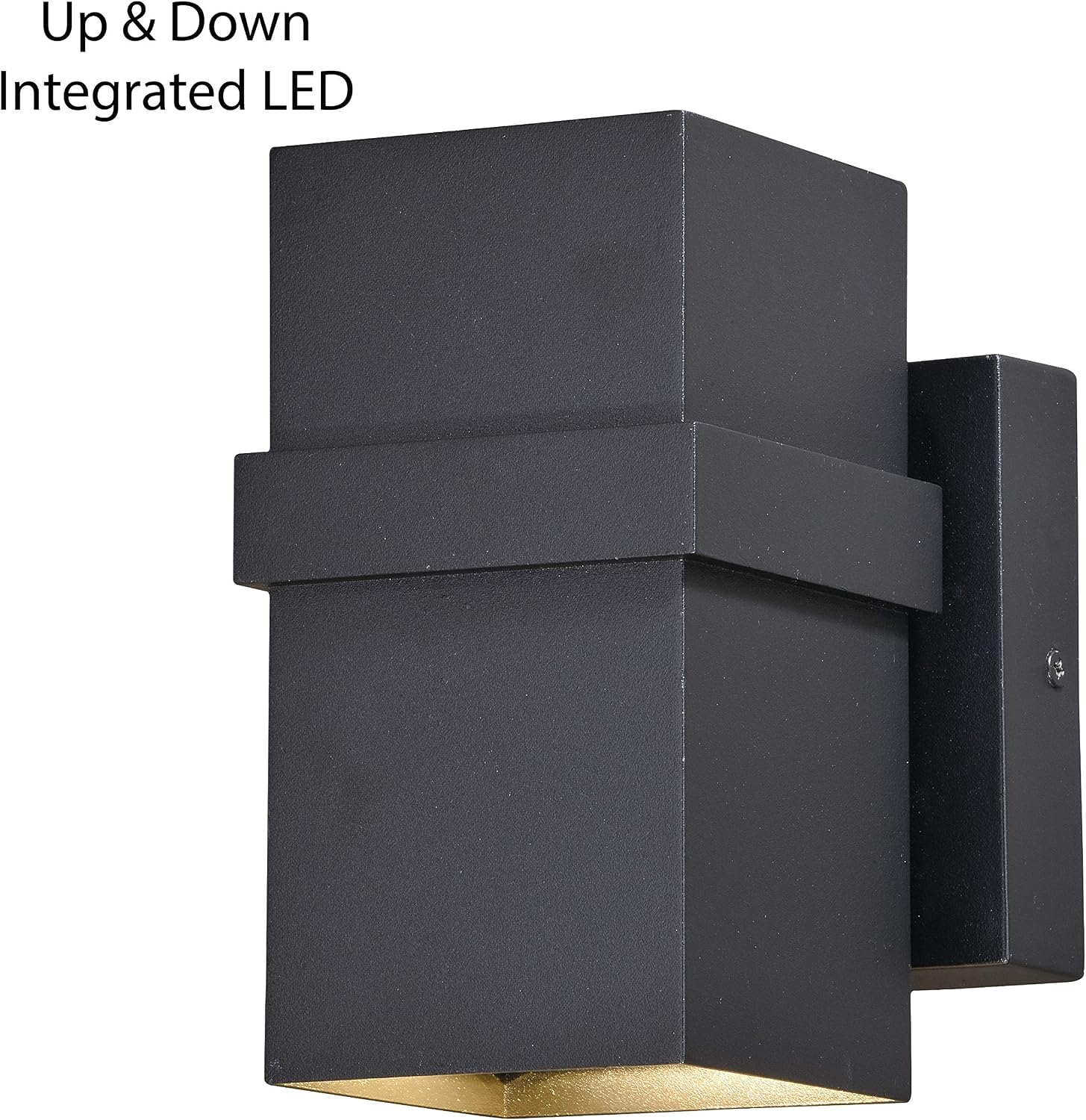 VAXCEL Lavage 7 in. H 2-Light Textured Black Outdoor Wall Sconce Made of Rust-Resistant Aluminum Metal Shade, Up-Down Wall Wash, Integrated LED, Use for Exterior Porch Patio Front Door or Garage