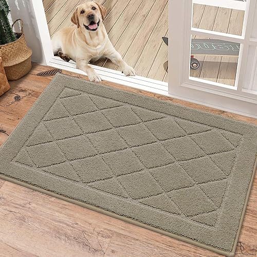 BEQHAUSE Tapete Atrapa Suciedad para Puerta de 20" x 32", Tapete Antideslizante para Entrada Lavable, Tapete para Puerta para Perros Resistente a