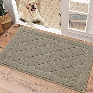 BEQHAUSE Dirt Trapper Door Mat 20" x 32", Doormat Non-Slip, Beige