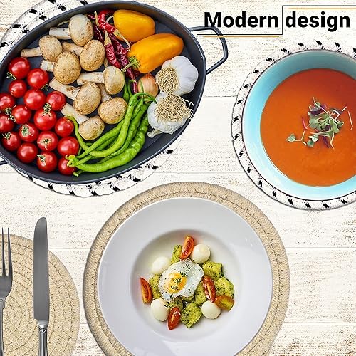 Miniatura 4 de Juego de 4 salvamanteles para ollas y sartenes calientes (dos de 9 pulgadas + dos de 7 pulgadas)  Salvamanteles de tejido de hilo de algodón 100%