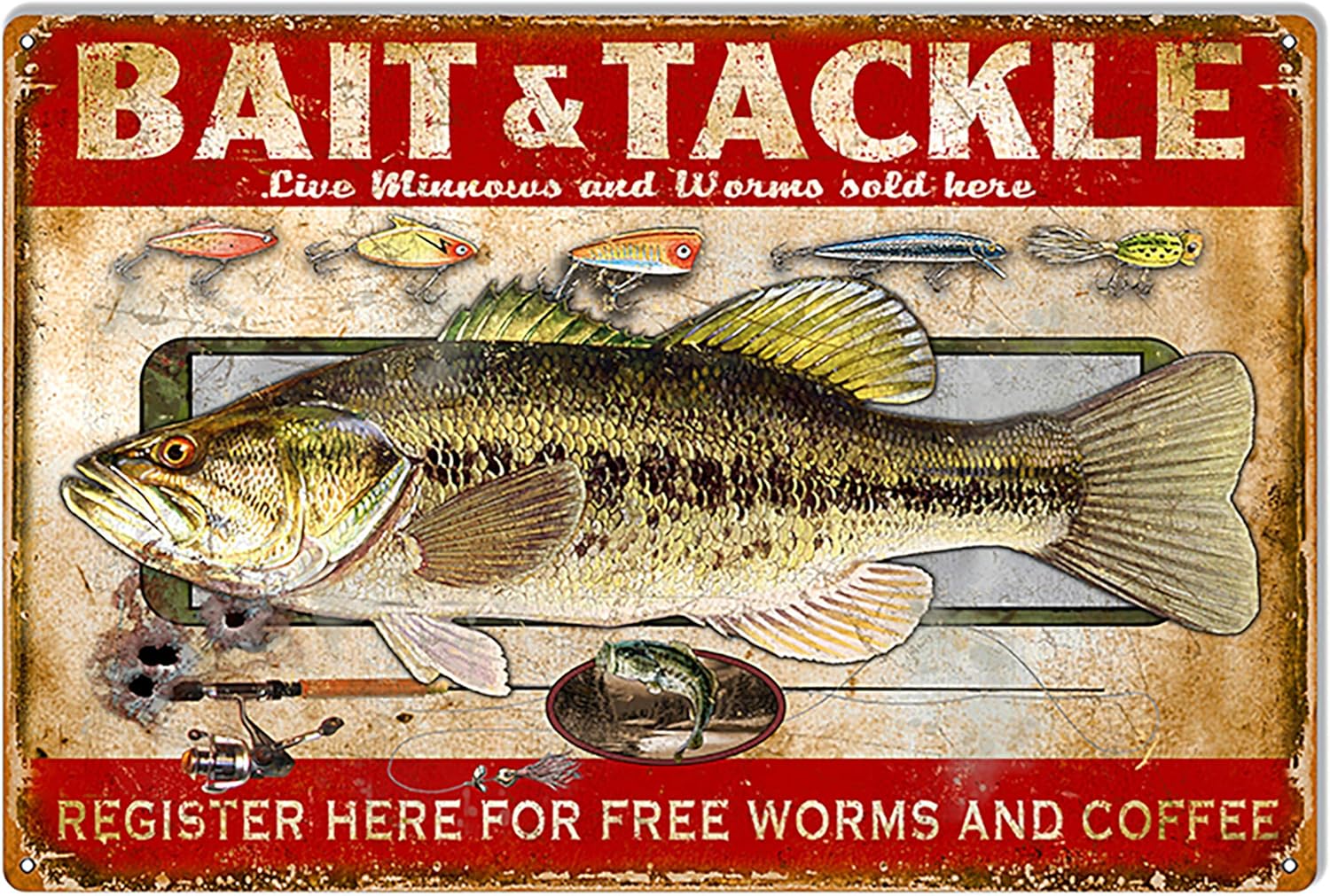Amazon.com : WEERSHUNILYIBGO Bait and Tackle Hunting and Fishing Metal ...