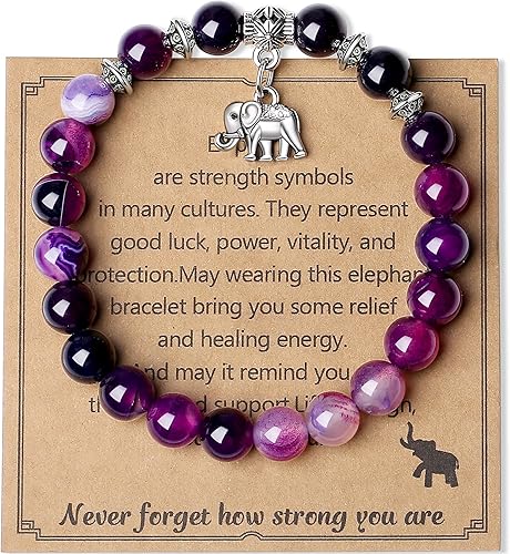 MAIBAOTA Regalos de elefante para mujer, pulsera de elefante, regalos inspiradores, pulseras de fuerza para mujeres, pulsera de ansiedad, pulseras