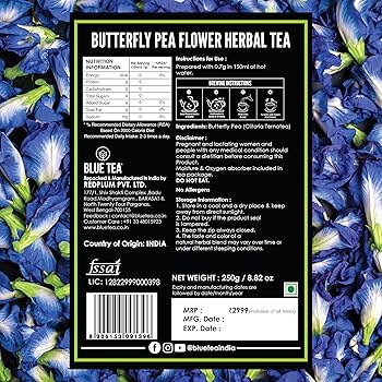 茶  Blue Tea Amazon.com : BLUE TEA - Butterfly Pea Flower Tea - 10 Count