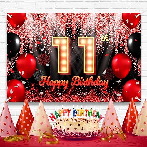 Miniatura 8 de Cartel de fondo de feliz cumpleaños número 15, fondo negro y rojo con fondo neón brillante para fiesta de cumpleaños, fotografía, fondo de cabina