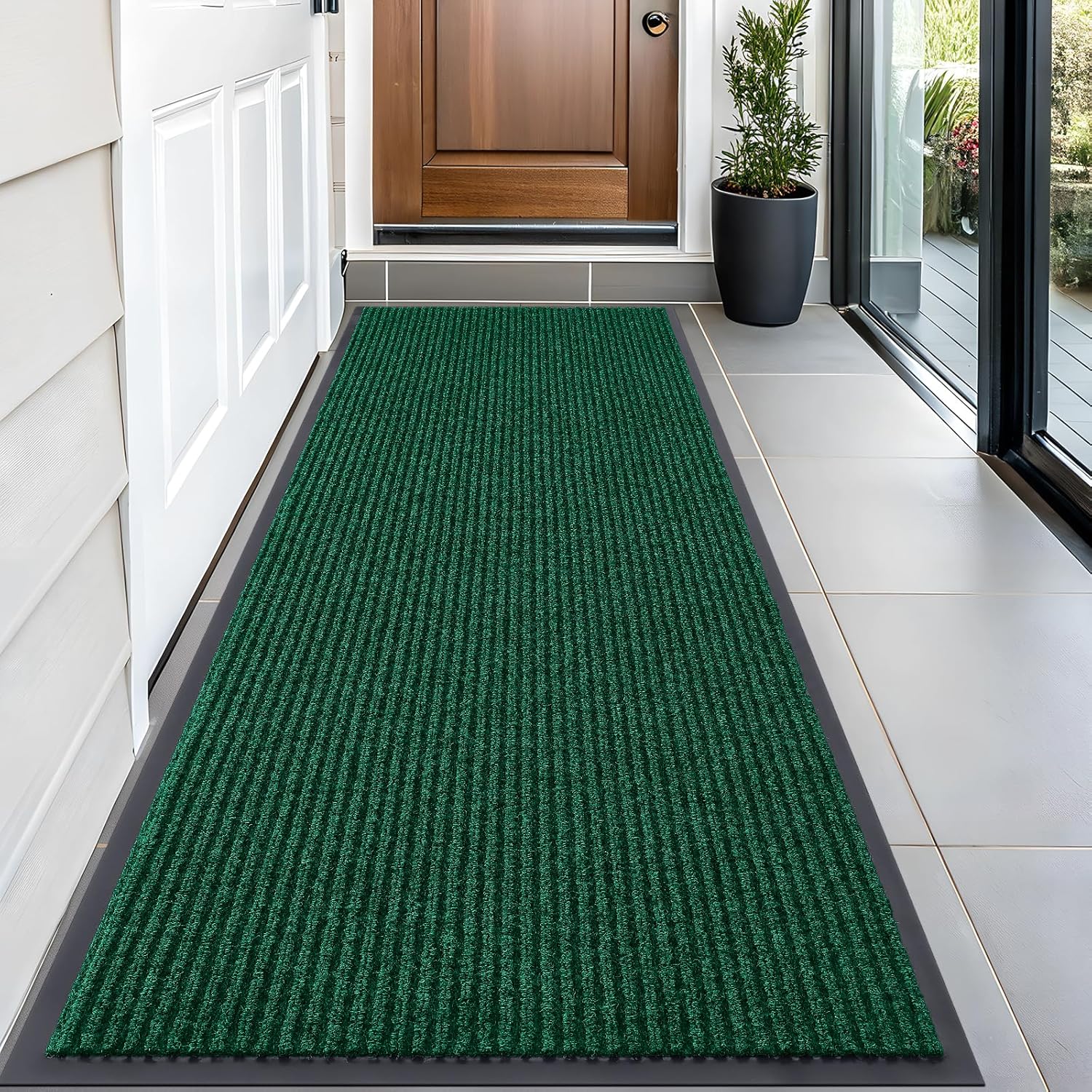 OLANLY Front Door Mat Indoor Outdoor Entrance, Waterproof Heavy Duty Doormat, Fade Resistant, Low Profile, Easy Clean Patio Porch Welcome Floor Mats for Entry, 59x23, Green 59" x 23" Green