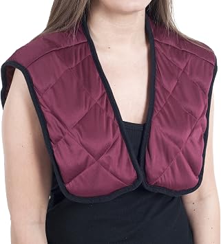 Hot or Cold Pack - Microwaveable or Freezable Neck and Shoulder Wrap - Moist Heat or Cool Therapy with Natural Buckwheat Filling by Bluestone (Maroon)