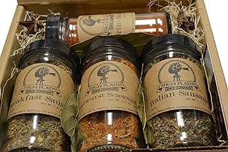 Sausage Seasoning Sampler Gift Set of 4 ~ Gift Set by High Plains Spice Company ~ Gourmet Meat Spice Blends & Rubs For Beef, Chicken, Veggies & All Recipes ~ Spice Blends Handcrafted In Colorado, USA