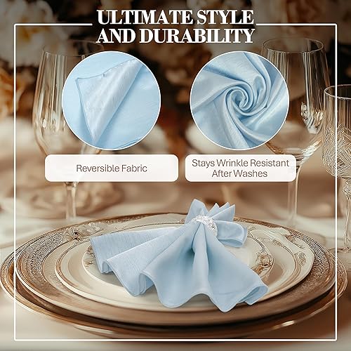 Miniatura 292 de Ultimate Textile -1 docena - Reversible Shantung Satin - Majestic - Servilletas de tela Majestic de 17 x 17 pulgadas color azul pizarra