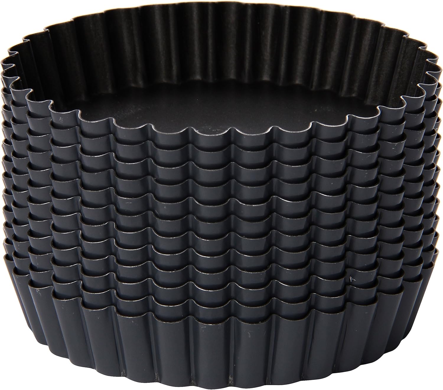 Matfer Bourgeat Exopan Steel Fluted Tartlet Mold, Nonstick, 3 3/4", Pack of 12