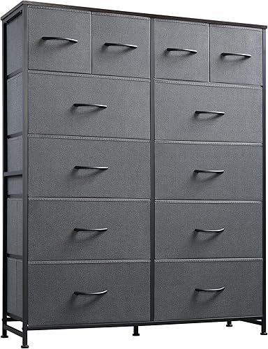 Miniatura 11 de WLIVE Cómoda alta para dormitorio con 12 cajones, aparadores y cómodas, cómoda de tela para armario, sala de estar, aparadores de almacenamiento con