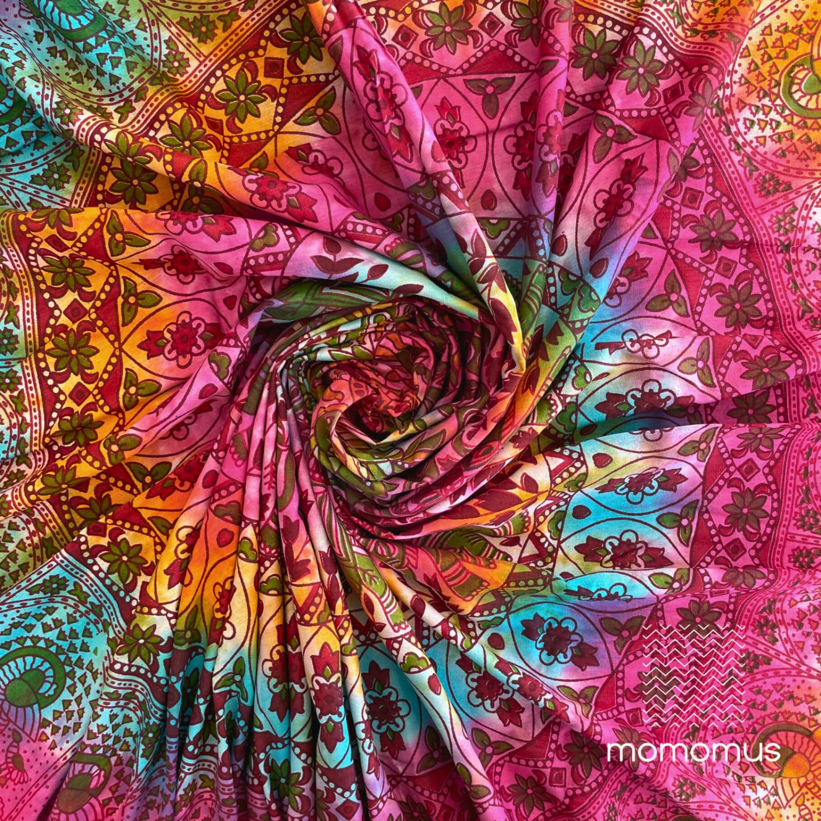 MOMOMUS Mandala Arazzo in tessuto - Tie-Dye, Cotone, Unico - Multicolore, 210x230 cm