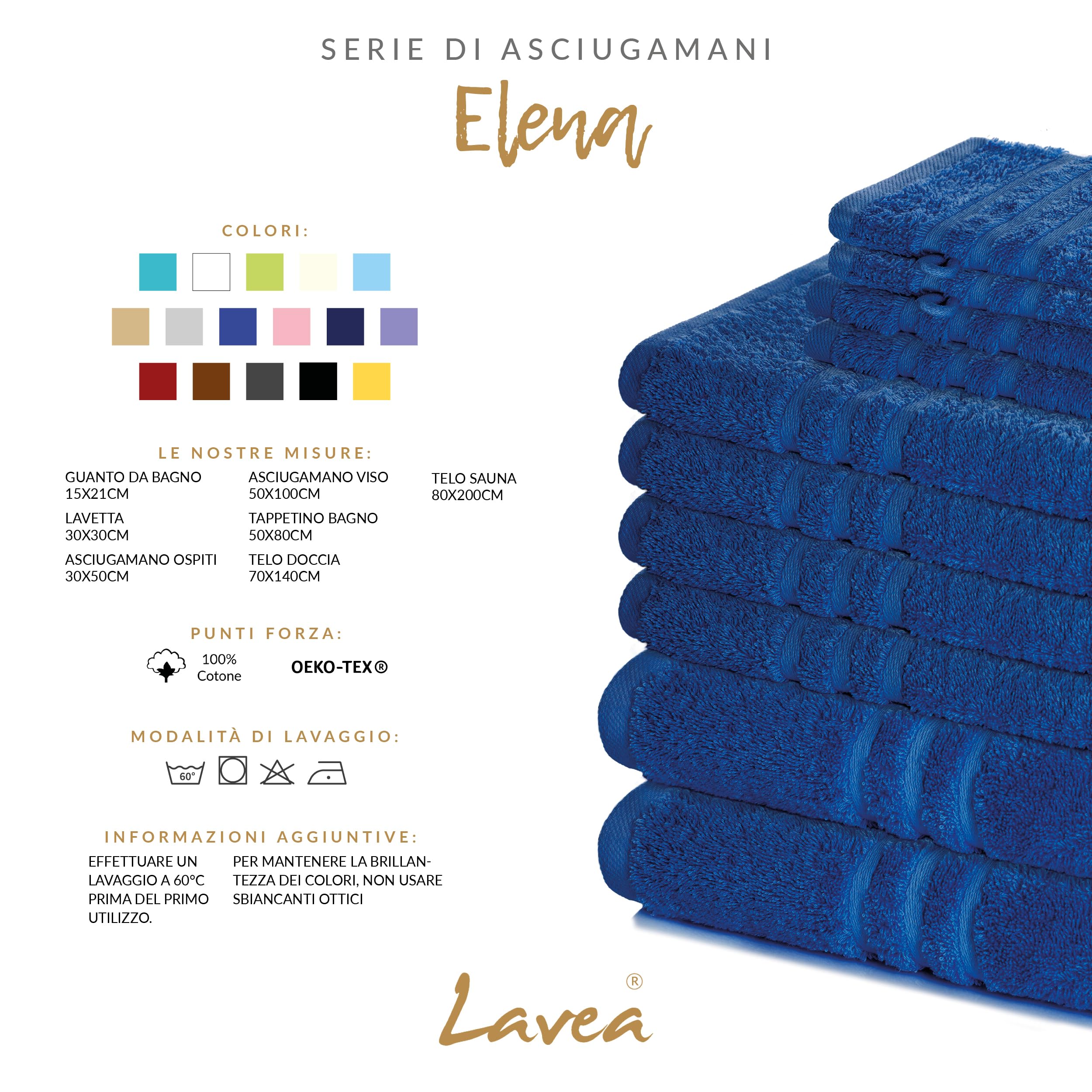 Betz Set di 10 Guanti da Bagno Premium Misure 16 x 21 cm 100% Cotone Blu Scuro e Azzurro