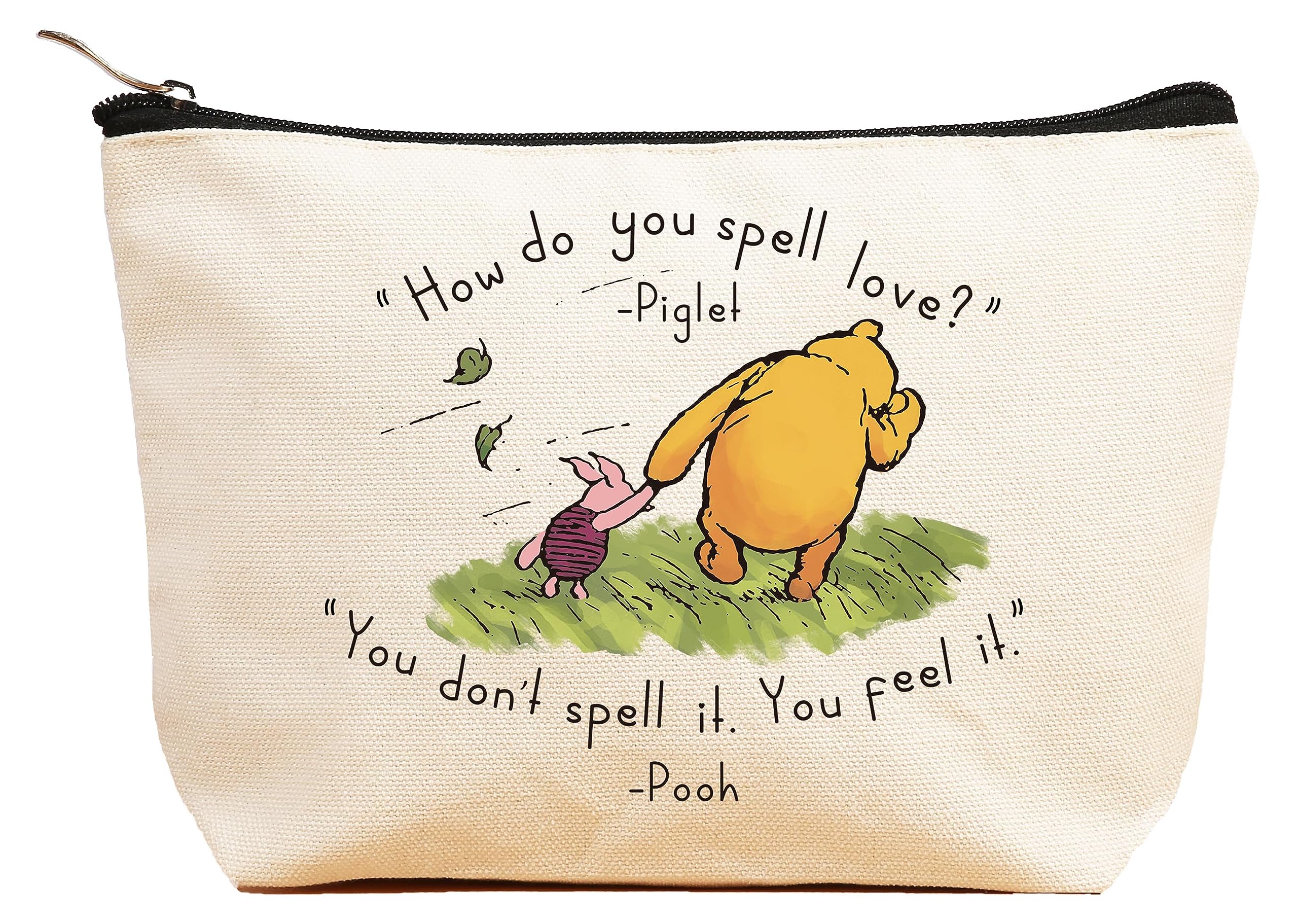 ZVMISFriendship Bag Gift-Makeup Bag-Cosmetic Bag-Travel Accessory Pouch-Best Friends Gift-Daughter Bag Gift-Sister Bag Gift-Winie Gift the Pooh-Niece Gift-Christmas Gift-How Do You Spell Love