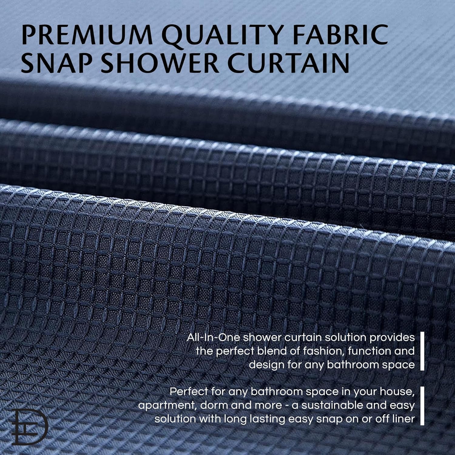Waffle Weave Shower Curtain With Liner Sets - Modern Shower Curtain for Bathroom With Mesh Top Window - Premium Quality Fabric Snap Shower Curtain