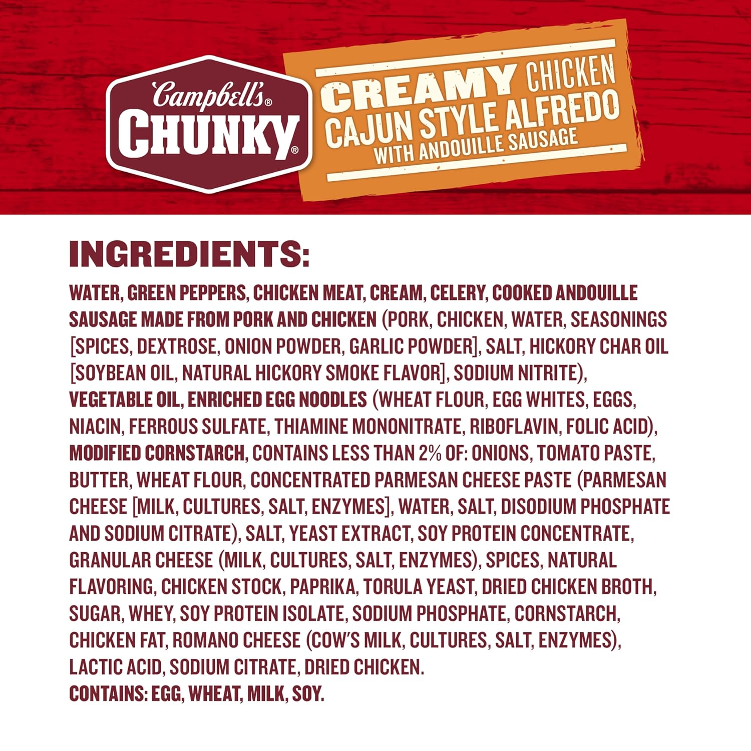 Campbell's Chunky Creamy Chicken Cajun Style Alfredo With Andouille Sausage Soup, 18.8 oz Can (12 Pack)