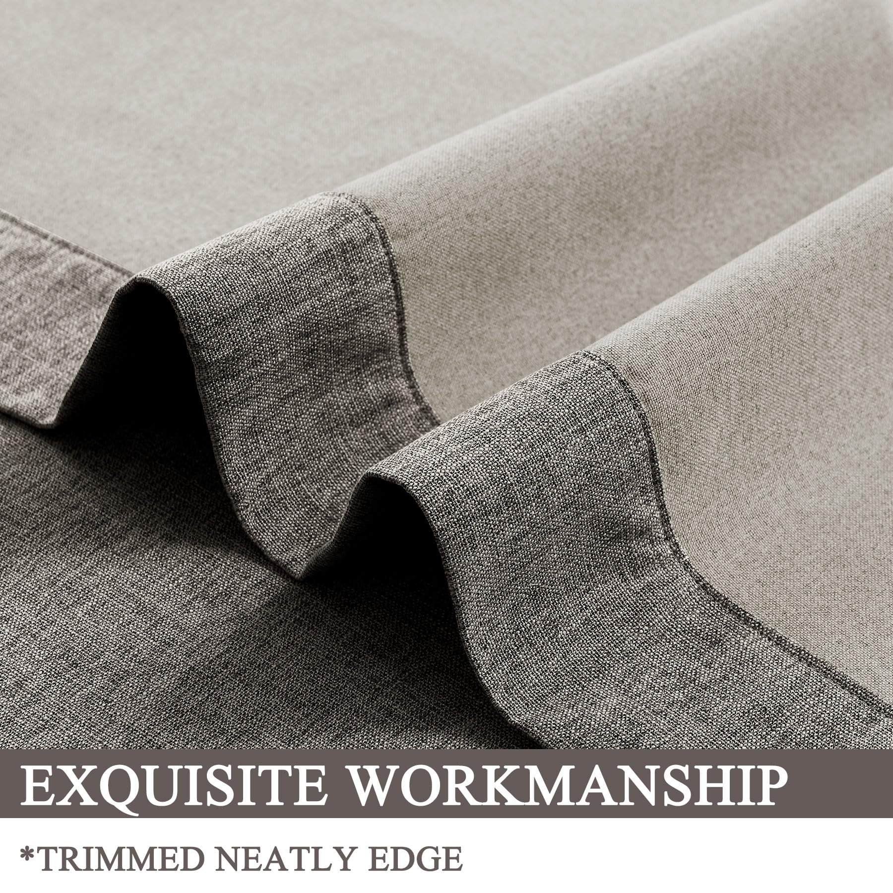 Lot de 2 rideaux 100 % occultants à texture de lin de 106,7 x 137,2 cm, séparateur de pièce, languette arrière et passe-tringle – Panneaux de fenêtre gris rétro pour intimité – Pour décoration