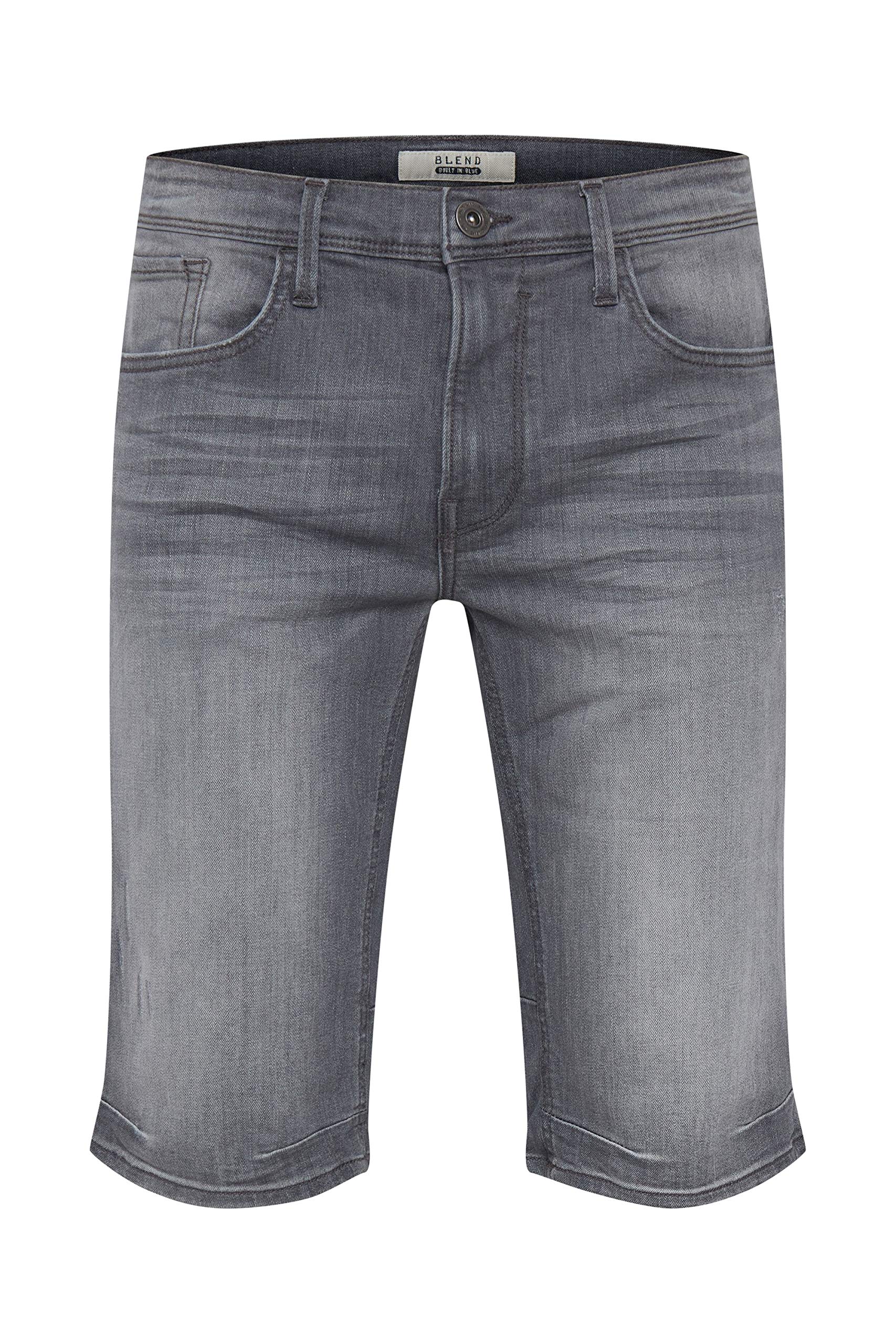 BLEND Denon Men's Denim Jeans Shorts Stretch Regular- Fit, Size:M, Colour:Denim Grey (76205)