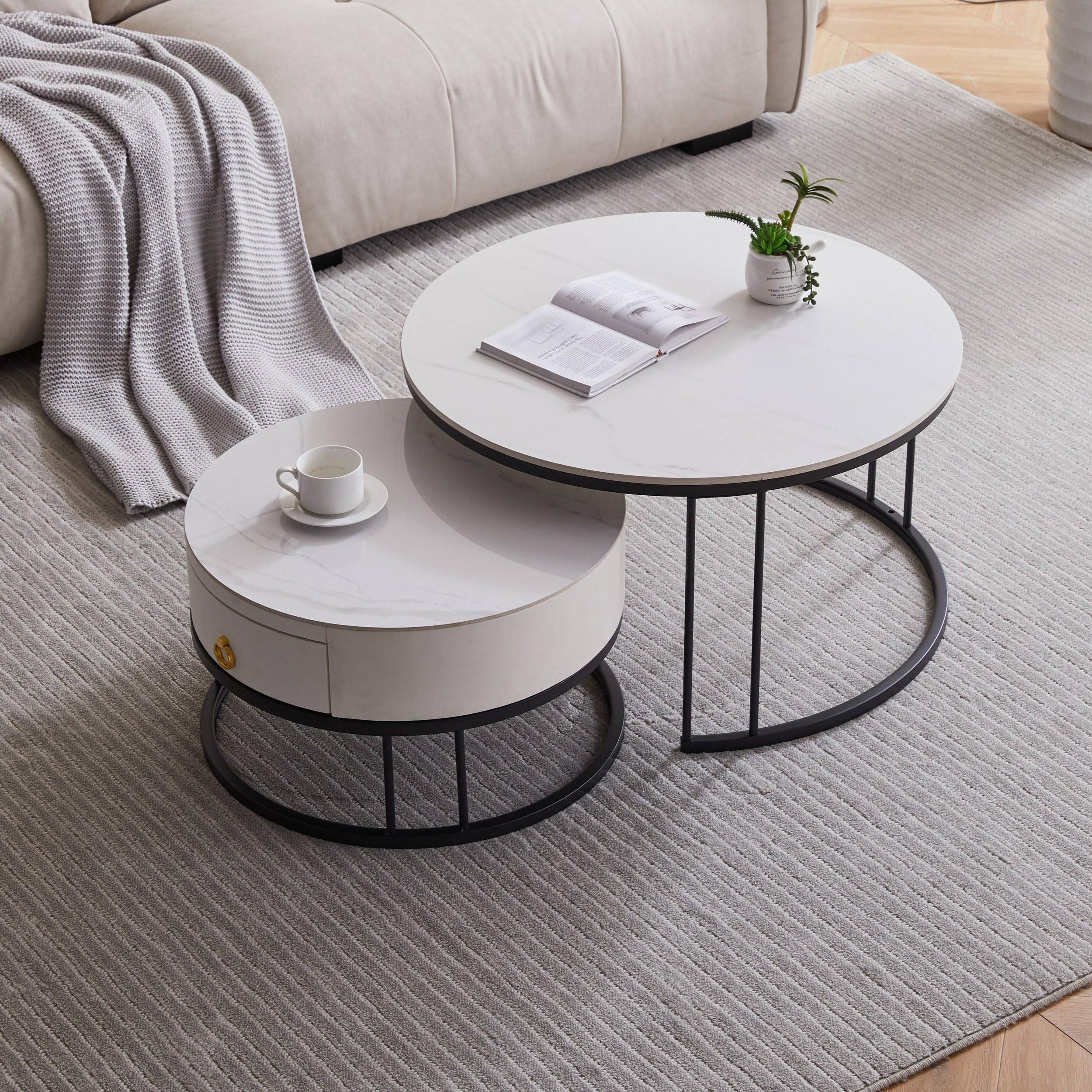 Table Basse Moderne Vicco Fabien - Blanc Sonoma - 100x60x45.5 Cm - Neuf En Kit