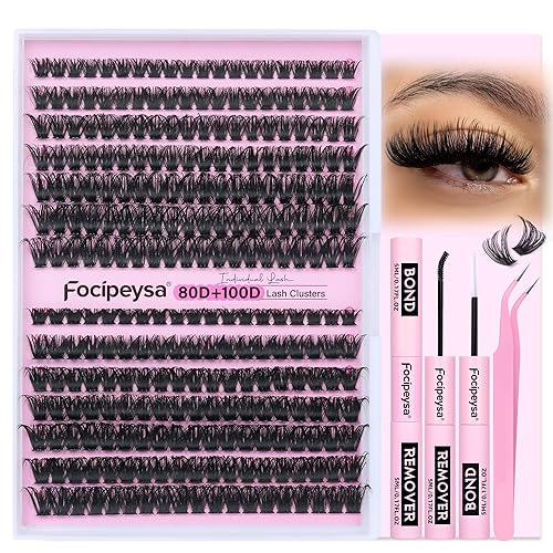 Focipeysa Kit de extensión de pestañas para bricolaje, kit de extensiones de pestañas rizadas D, pestañas individuales con enlace de pestañas y