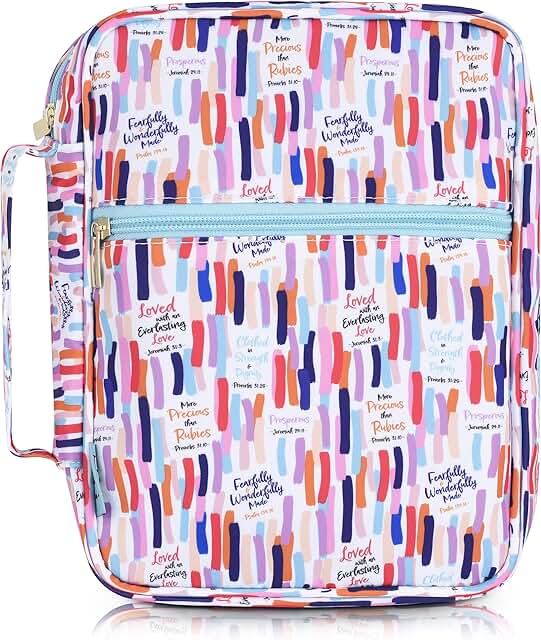 Bible Cover – Beautiful Bible Case with Inspiring Bible Verses for Women and Girls – Covers & Protects Your Prayer and Stu...