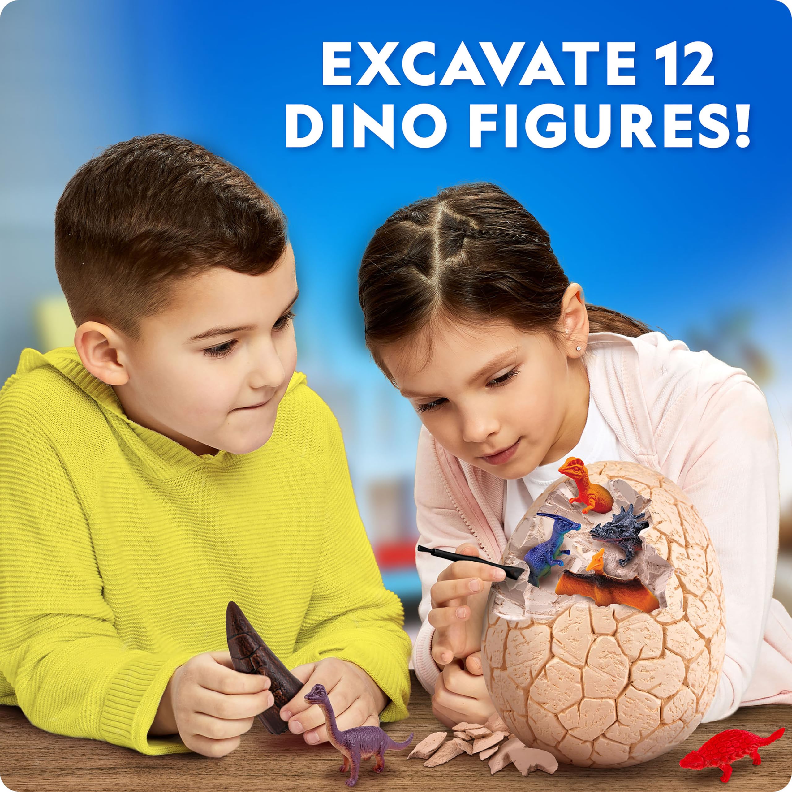 NATIONAL GEOGRAPHIC Jumbo Dinosaur Egg Dig Kit, Excavate 12 Figures & Replica T. Rex Tooth from Giant 15 cm Brick, Dino Egg - Image 3
