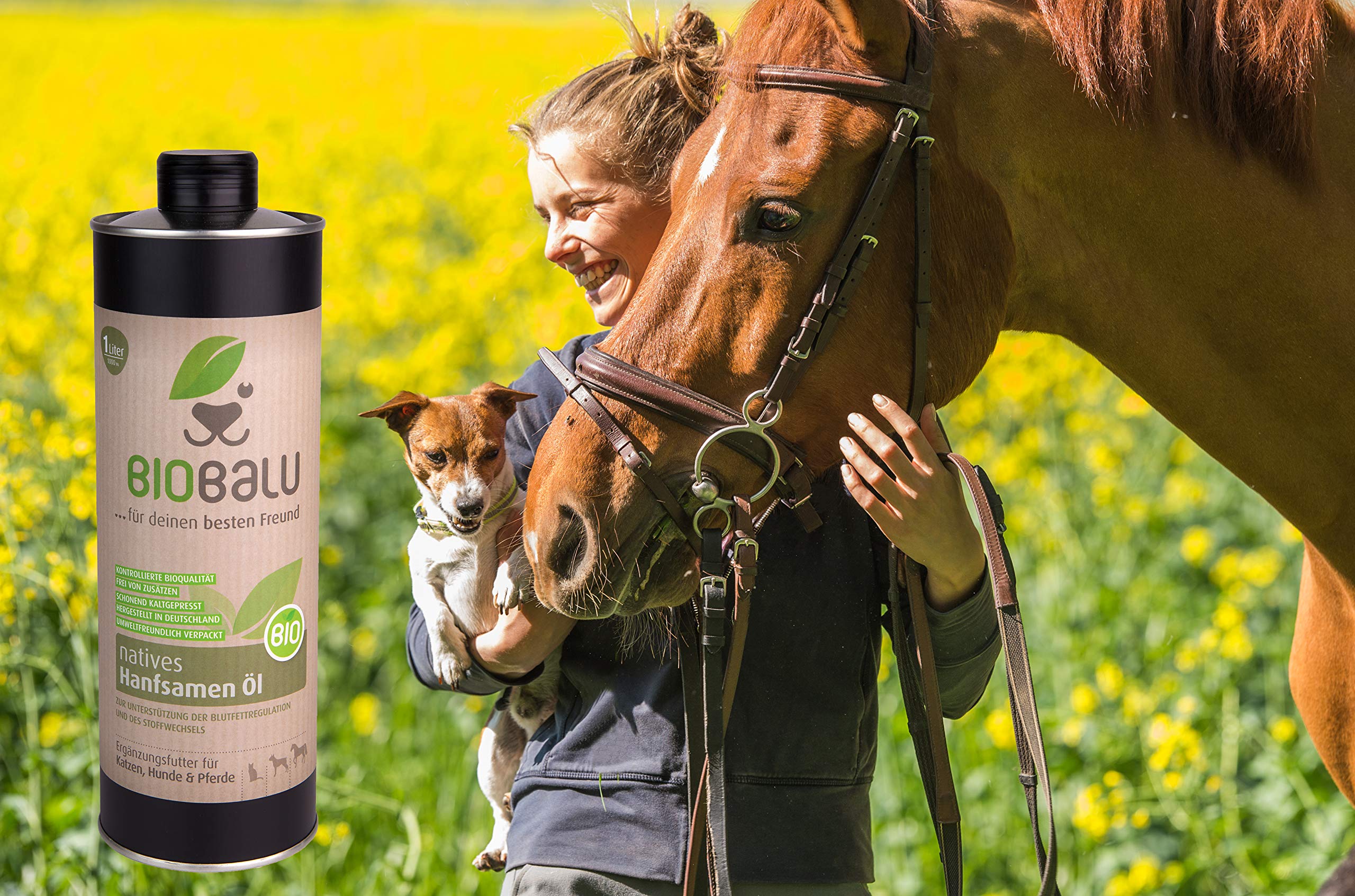 Olio di canapa organico | Olio di canapa biologico spremuto a freddo come mangime complementare per cani, cavalli e gatti, 250 ml