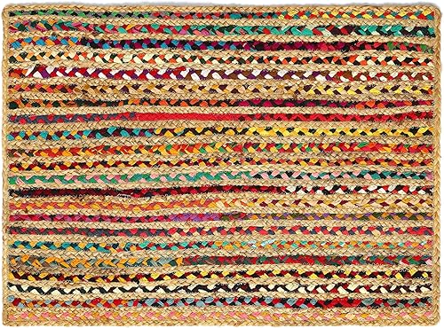 Vista 41 de REDEARTH · Alfombra redonda – Alfombra trenzada de yute natural de 6 pies – Alfombras de yute bohemio reversibles hechas a mano para dormitorio