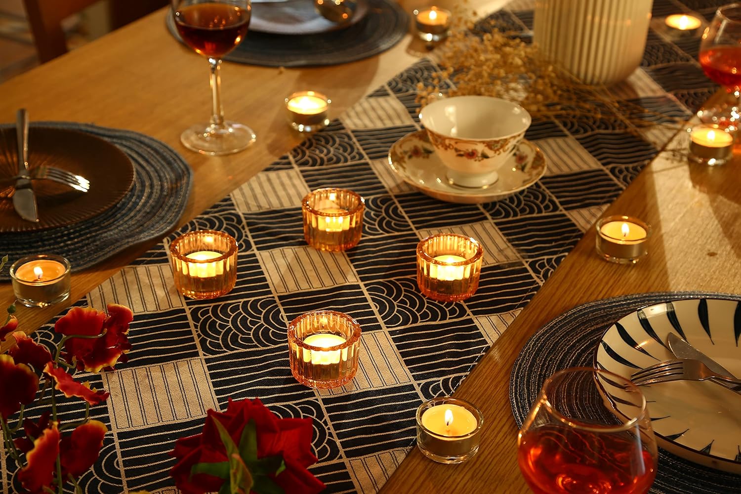 GOLDEAL Gold Tealight Candle Holder,Set of 48 Thick Glass,Tea Light Holders Bulk,Votive Candle Holders,for Wedding Table Decor,Party Supplies,Bridal/Baby Shower Decorations,Centerpieces for Tables