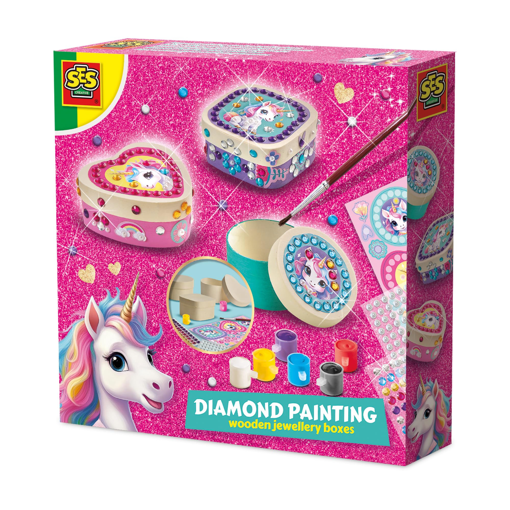Ses Creative Unicorn - Diamond Painting Wooden Jewellery Boxes Multi