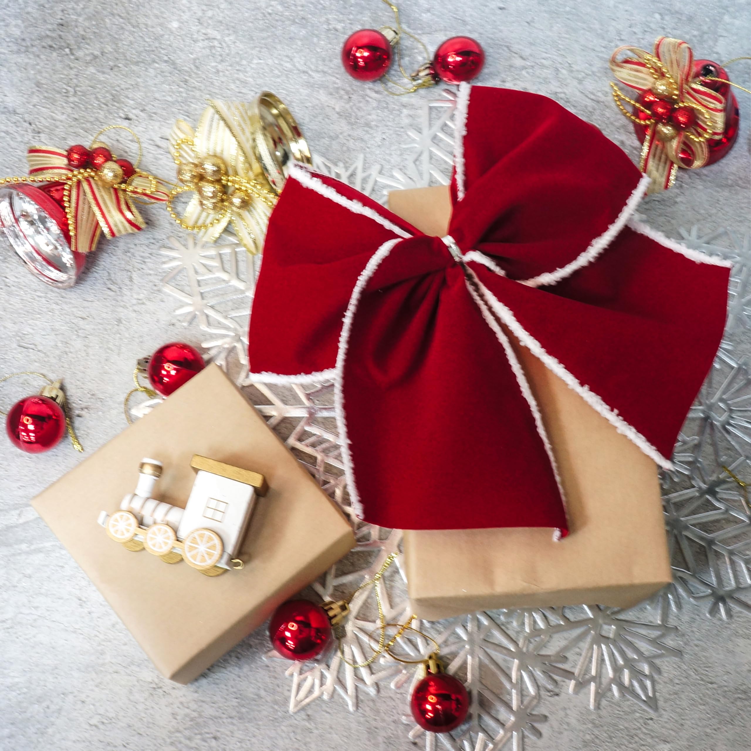 ALTIER 10,2 cm x 9,1 m rotes Samtband mit Draht für Weihnachten, Heimdekoration, Geschenkverpackung, Schleife, Kranz, DIY Handwerk