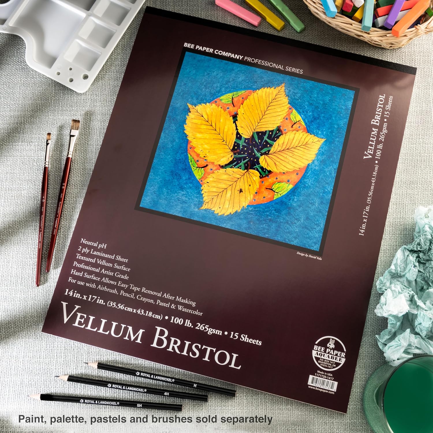Bee Paper - 14"x 17" Vellum Bristol Paper Pad, 15 Sheets